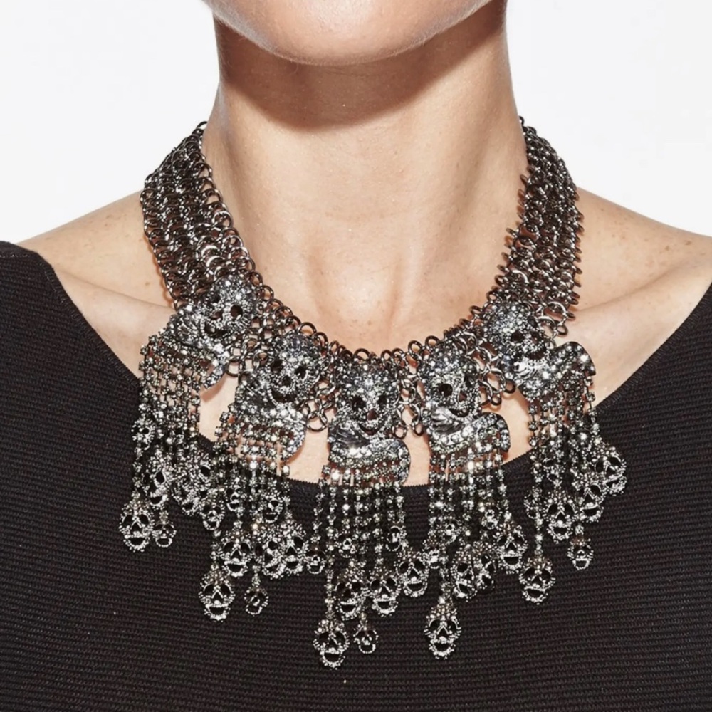 NWT 🖤☠️🖤 Eye Candy Los Angeles Skull My Neck Necklace - gun metal